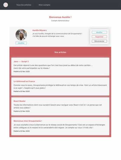 Page utilisateur